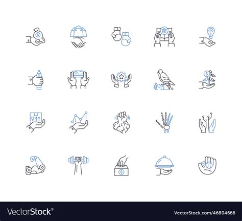 Implements Line Icons Collection Tools Gear Vector Image