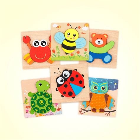 Wooden Jigsaw Puzzle Set, 6 Pack Animal – Coogam