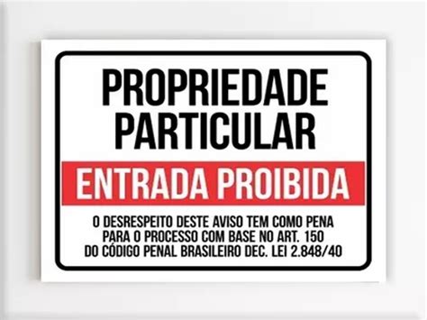 Kit 10 Placas De Sinalização Propriedade Particular Mdf A4