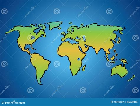 Mapa de mundo simples ilustração do vetor. Ilustração de desenho - 20496307