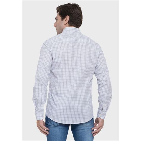 Camisa Tommy Hilfiger Masculina Regular Fit Xadrez Check Branca Submarino