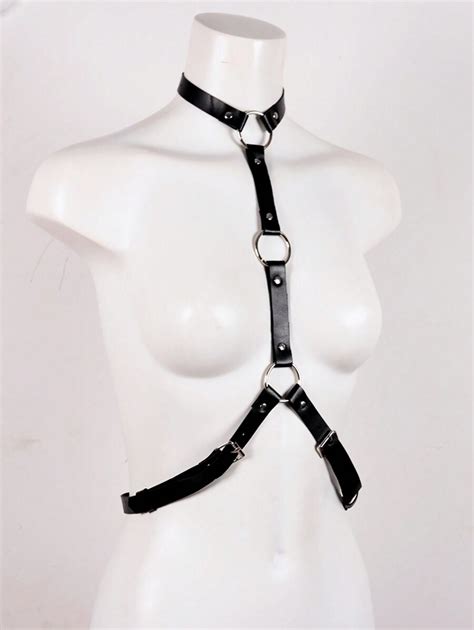 Pc Pu Leather Sexy Lingerie Women S Bra Body Bondage Suspenders