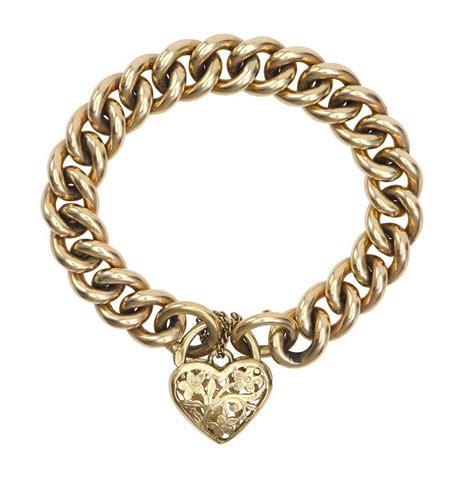 Ct Gold Padlock Bracelet With Floral Motifs Mm Bracelets