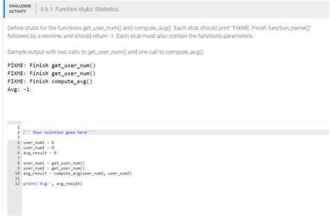 Solved Challenge Activity Function Stubs Statistics Chegg