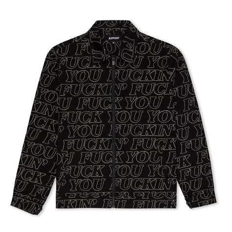 SLUM LTD Fuckin Fuck Quilted Work Jacket Black