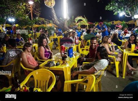 Al Fresco Dining Along Praia Do Meireles Fortaleza Brazil Stock Photo