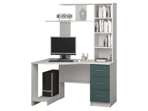 Стол компьютерный "СКУ-3" МДФ глянец, белый/SF-013 аквамарин купить в ...