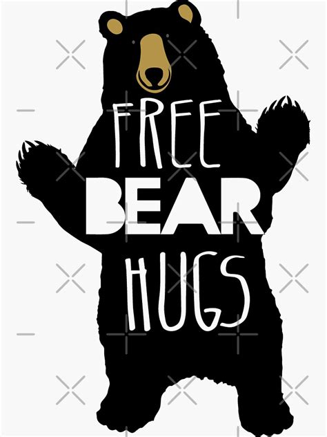 "Free Bear Hugs Funny Bear Humor Bear Family Gift" Sticker for Sale by ...