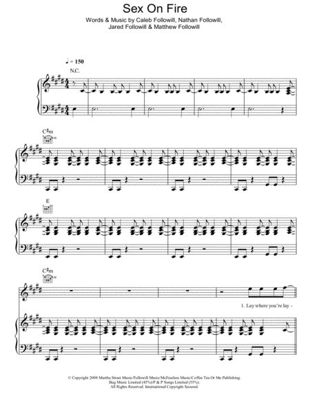 Sex On Fire By Kings Of Leon Piano Vocal Guitar Digital Sheet