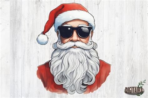 Santa With Sunglasses Cool Santa Clipart PNG (2816859)