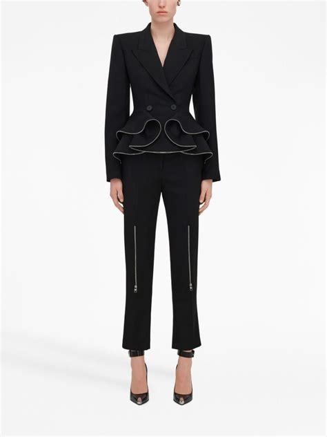 Alexander McQueen Zipped Peplum Double Breasted Blazer Farfetch