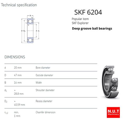 SKF 6204 ฝาเปิด - NUT Machinery