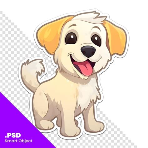 Ilustração de um modelo psd de filhote de cachorro golden retriever