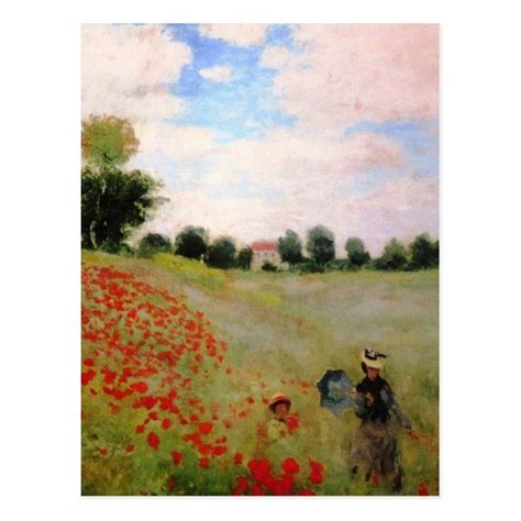 Red Poppies by Monet - Poppy Field Parasol Woman Postcard | Zazzle