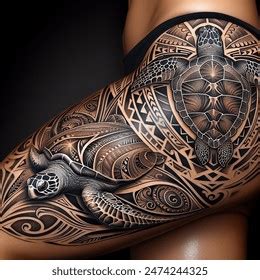 Polynesian Stingray Turtle Tattoo Thigh AI-generated image 2474244325 ...