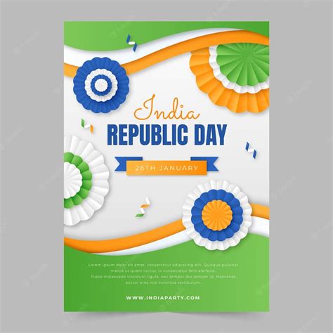 Free Vector | Paper style republic day vertical poster template