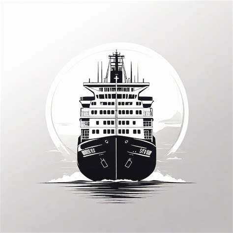 Premium Photo Container Ship Logo Monochrome Design Style Isolated On