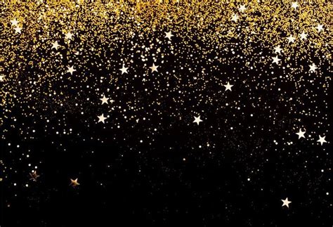 Black Gold Shiny Stars Glitter Party Backdrop For Picture