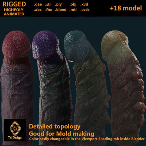 Mayram Monster Dildo Penis Sextoy Rigged 3D Model By TriDsign