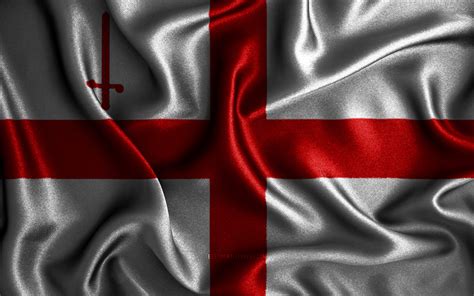 Download Wallpapers City Of London Flag 4k Silk Wavy Flags English Counties Flag Of City Of