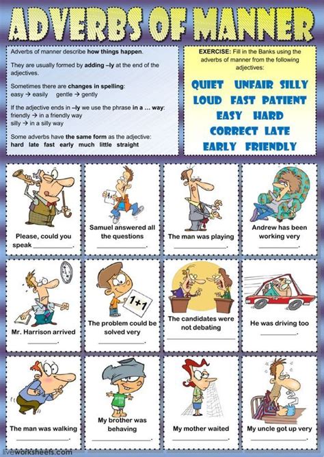 Adverbs Of Manner Exercises For Elementary Adverbs Of Manner