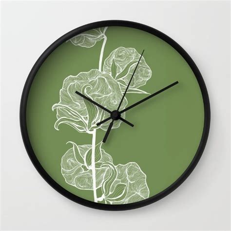 Cotton In Green Wall Clock By Alicia Sue Beeson Society6 Green Wall Clocks Green Wall Wall