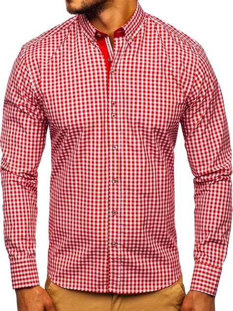 Camisa A Cuadros De Manga Larga Para Hombre Roja Bolf 9712 ROJO