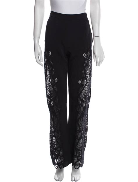 Jonathan Simkhai Lace Pattern Wide Leg Pants Black 11 75 Rise Pants