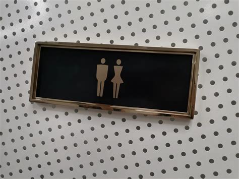 Toilet Signs Mirror Gold Finish Etching Hotel Sign Board China LED