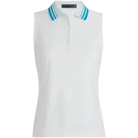 G Fore Womens Pleated Collar Silky Tech Nylon Sleeveless Golf Polo