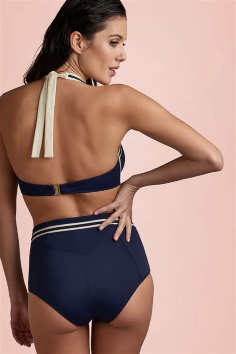 Marlies Dekkers Culotte De Bikini Taille Haute Sailor Mary En Bleu