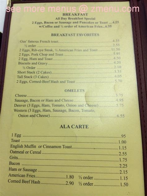 Menu At Sams Cafe Champaign