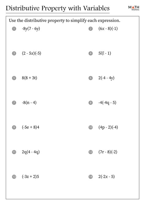 Distributive Property Worksheets With Answer Key