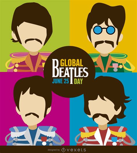 Beatles Day Cartoon Illustration Vector Download