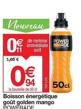 Promo Boisson énergétique Goût Golden Mango Powerade chez Promocash