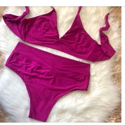 Biquíni top decotado sem bojo e calcinha cintura alta GG Hot Pant Plus Size Shopee Brasil