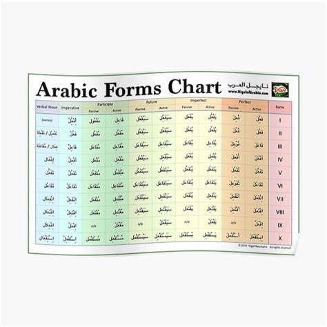 Arabic Forms Chart (Verb Forms I-X) Premium Matte Vertical Poster sold ...