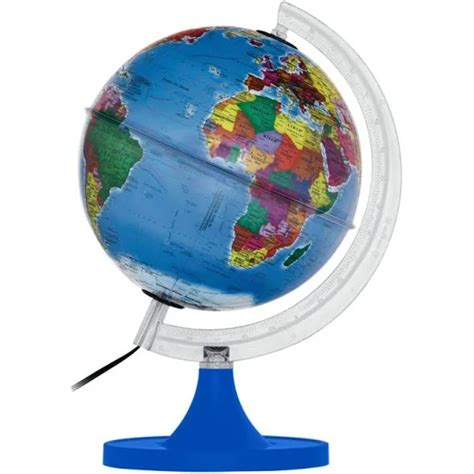 Globo Terrestre Libreria 30cm Prisma Led Base Azul Celeste Libreria