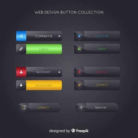 Coleção de botão de design da web Vetor Grátis