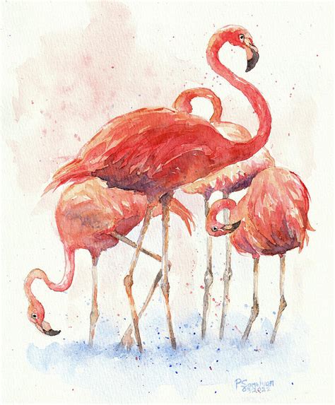 Flamingo Watercolor Painting By Peter San Juan Fine Art America