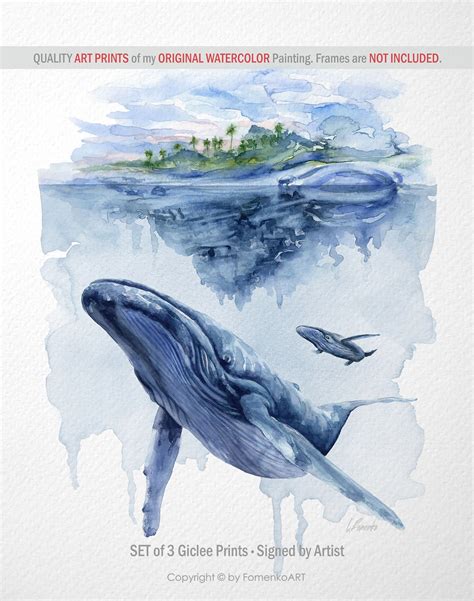 Whale Art CANVAS Print Watercolor Whale Painting Humpback - Etsy ...