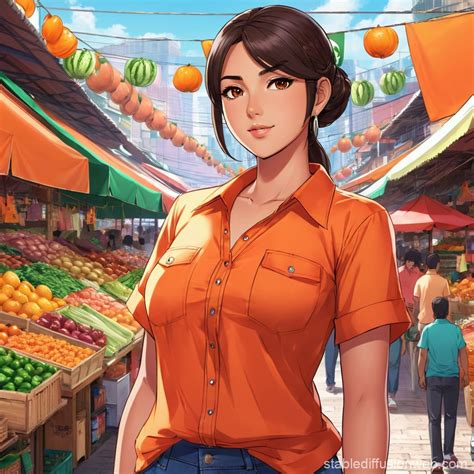 Vibrant Latina Woman In Mexico City Market Stable Diffusion Online