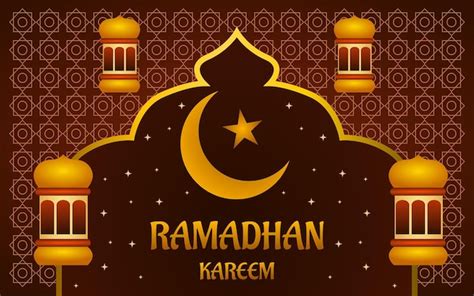 Ilustração de ramadan kareem lua estrela e fundo marrom Vetor Premium