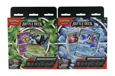 Pokemon Meowscarada Ex Quaquaval Ex Deluxe Battle Deck Set Of