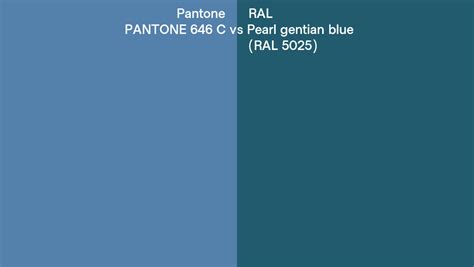 Pantone 646 C Vs Ral Pearl Gentian Blue Ral 5025 Side By Side Comparison