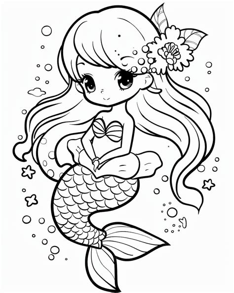 Premium Vector Cute Kawaii Mermaid Coloring Art