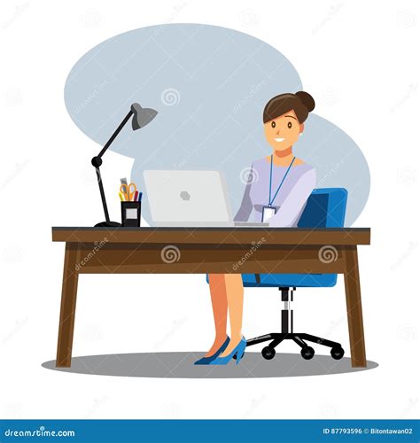 Business Women People Desk Vector Illustration Cartoon Characte Stock