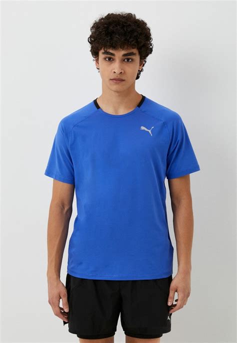 Футболка спортивная Puma Run Cloudspun Ss Tee цвет синий