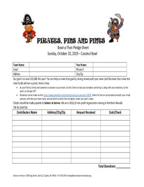 Fillable Online Bowl A Thon Pledge Sheet Fill Online Printable