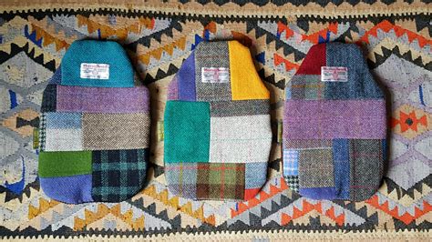 Harris Tweed Patchwork Hot Water Bottle Cover Made In Gb